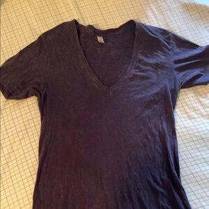 American Apparel indigo blue acid washed deep V Tee